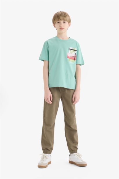 Мальчик фуфайка с круглым вырезом, с принтом, с короткими рукавами