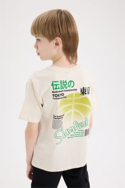 Футболка с круглым вырезом и принтом на спине для мальчиков