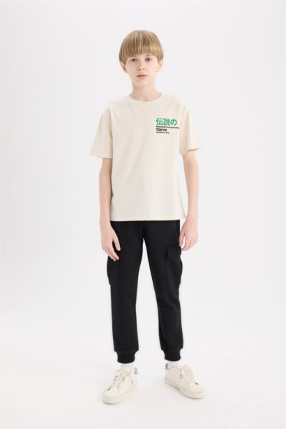 Футболка с круглым вырезом и принтом на спине для мальчиков