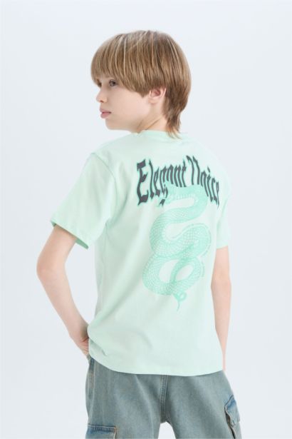 T-shirt à col rond et manches courtes avec imprimé au dos pour garçon