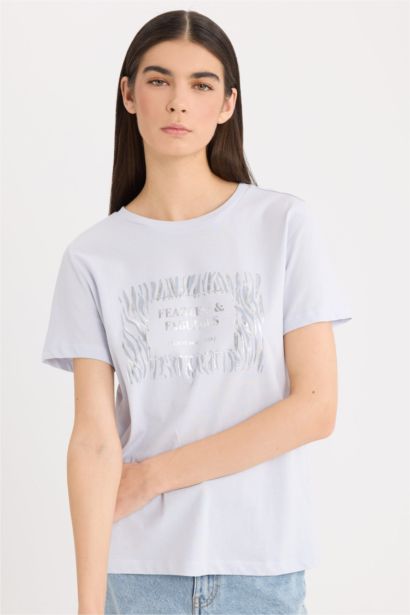 Relax Fit Crew Neck Animal Patterned T-Shirt