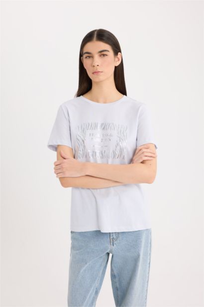 Relax Fit Crew Neck Animal Patterned T-Shirt