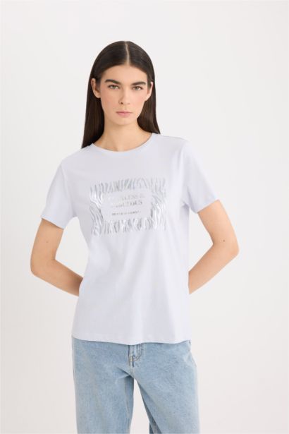 Relax Fit Crew Neck Animal Patterned T-Shirt