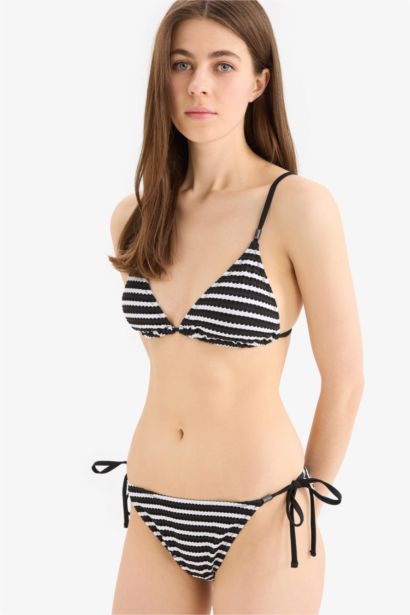 Çizgili Tül Bikini Üstü