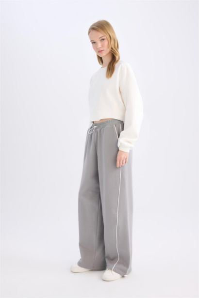 Beli Lastikli Wide Leg Geniş Bol Paça Eşofman Altı