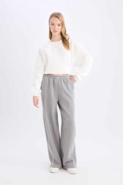 Beli Lastikli Wide Leg Geniş Bol Paça Eşofman Altı