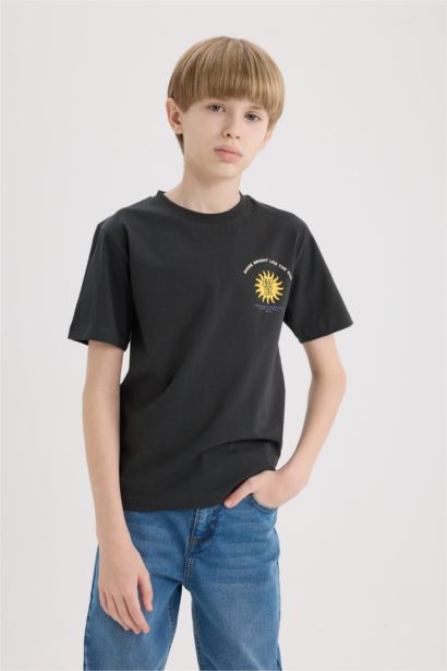 تيشيرت ولادي نص ردن مطبوع قصة عادية