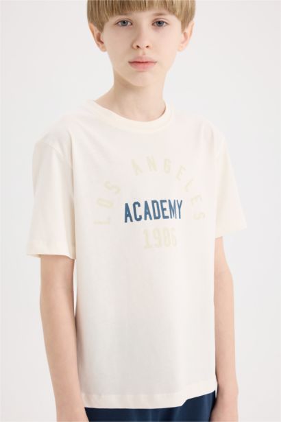 تيشيرت نص كم اولادي مطبوع قصة عادية برقبة مستديرة