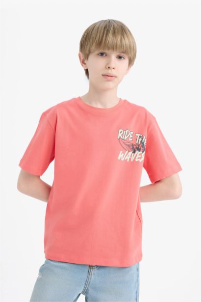 تيشيرت ولادي نص ردن مطبوع قصة عادية بياخة مستديرة