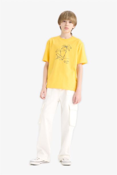 تيشيرت نص كم اولادي مطبوع قصة عادية برقبة مستديرة