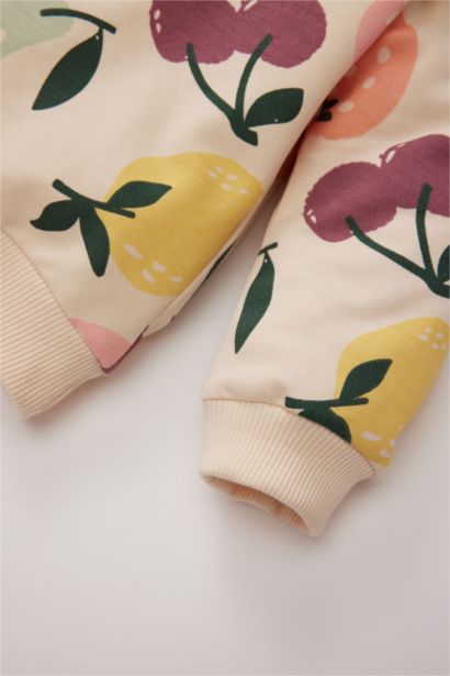 Baby Gir Fruit Patterned Sweatshirt Sweatpants 2 Piece Set