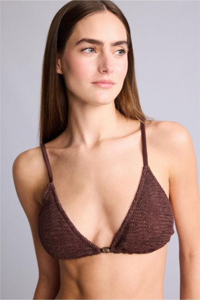 Regular Fit Kırışık Dokulu Bikini Üstü