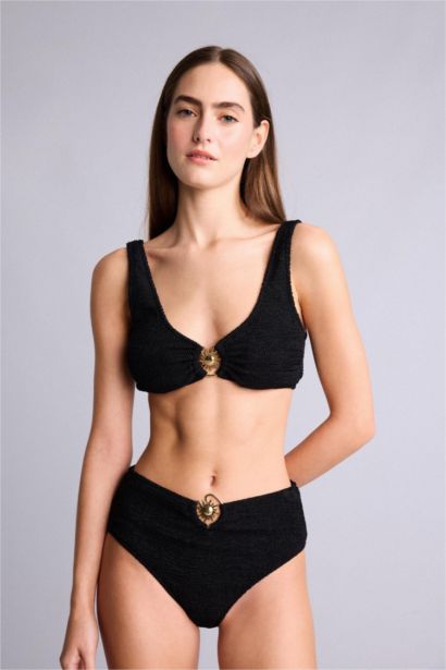 Regular Fit Kırışık Dokulu Bikini Üstü