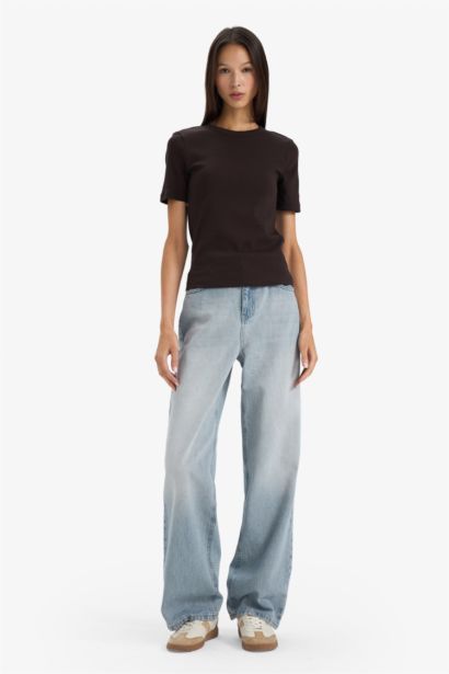 Slim Fit Ribbed Basic Short Sleeve T-shirt