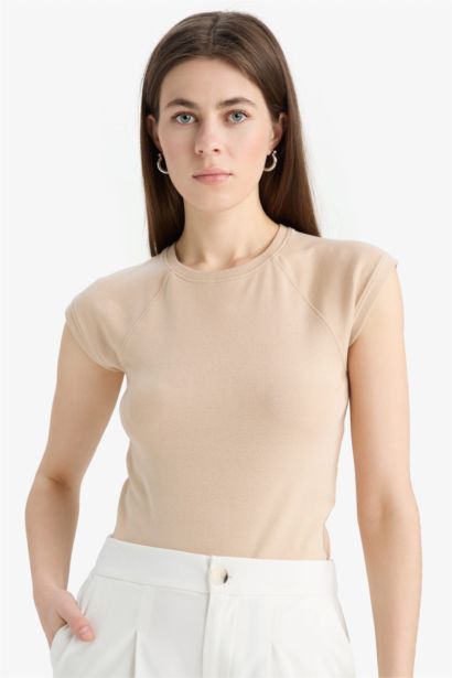 Slim Fit Crew Neck Basic Rib T-Shirt