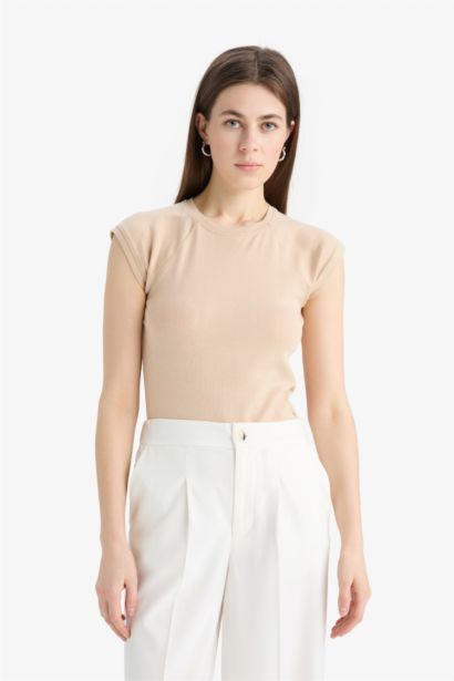 Slim Fit Crew Neck Basic Rib T-Shirt