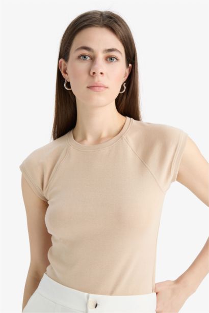 Slim Fit Crew Neck Basic Rib T-Shirt