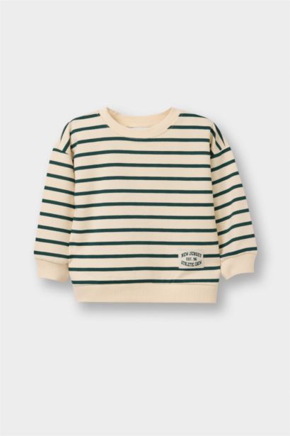 Sweatshirt rayé à col rond pour bébé garçon