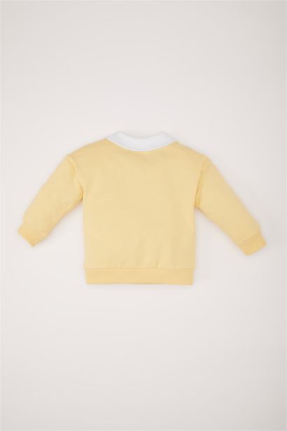 Baby Boy Regular Fit Shirt Collar Slogan Printed Sweatshirt