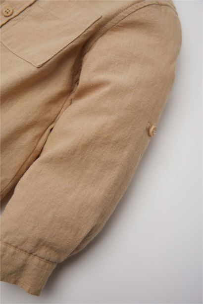 Baby Boy Shirt Collar Flam Poplin Shirt