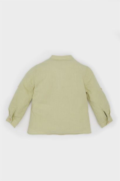 Baby Boy Shirt Collar Flam Poplin Long Sleeve Shirt