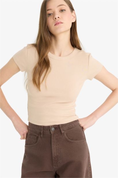 Fitted Ribbed Camisole Short Sleeve T-Shirt