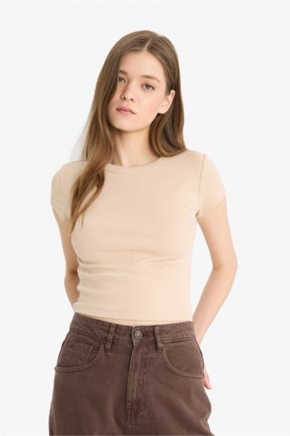 Fitted Ribbed Camisole Short Sleeve T-Shirt