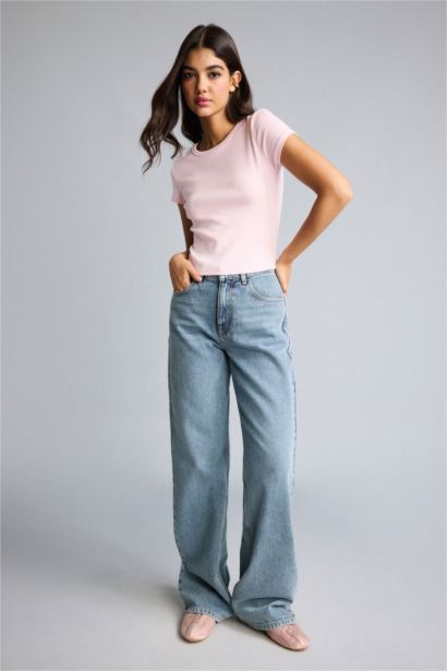 Fitted Kısa Kollu Ribana Basic Tişört