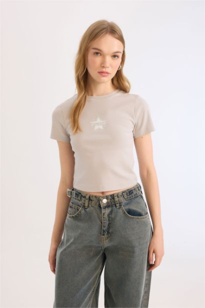 Slim Fit Printed Ribana Short Sleeve T-Shirt