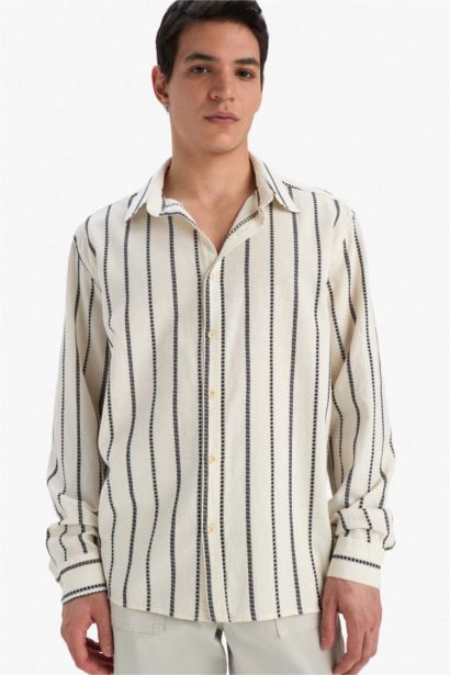 Relax Fit Striped Long Sleeve Shirt