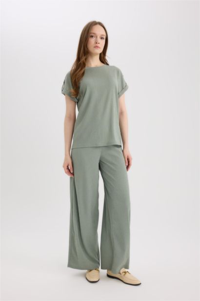 Straight Fit Regular Hem Trousers