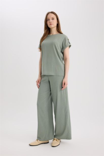 Straight Fit Regular Hem Trousers