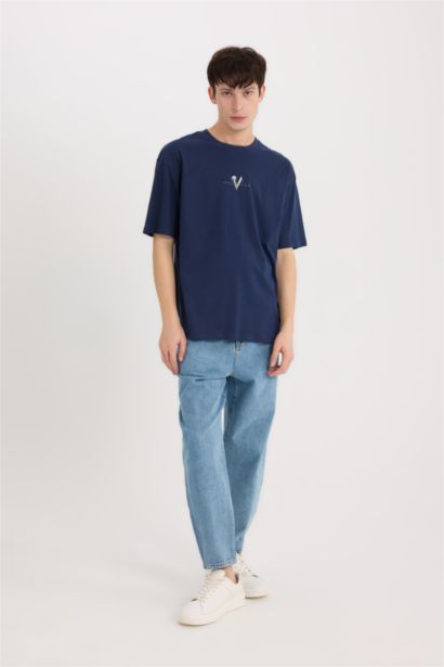 Boxy Fit Vikings Valhalla Crew Neck Printed Short Sleeve T-Shirt