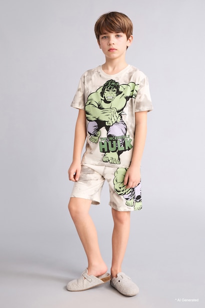 Boy Marvel Comics Hulk Regular Fit 2 Piece Pyjamasa Set