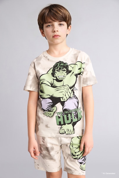 Boy Marvel Comics Hulk Regular Fit 2 Piece Pyjamasa Set