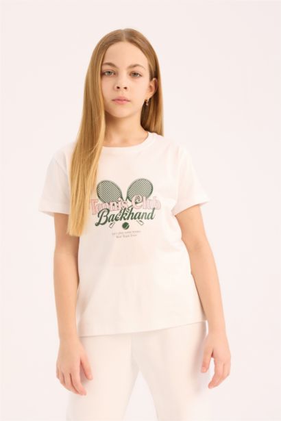 Girl Regular Fit Crew Neck Anime Printed T-Shirt