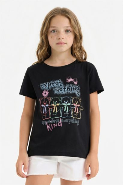 تيشيرت بناتي نص ردن قصة عادية بياخة مستديرة