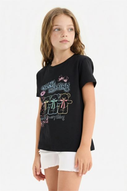 تيشيرت بناتي نص ردن قصة عادية بياخة مستديرة