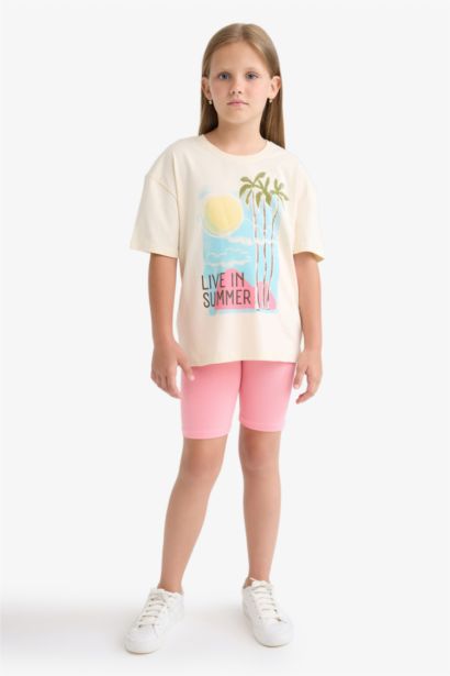 Girl Relax Fit Crew Neck Slogan Printed T-Shirt