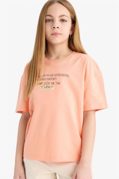 Girl Relax Fit Crew Neck Printed T-Shirt