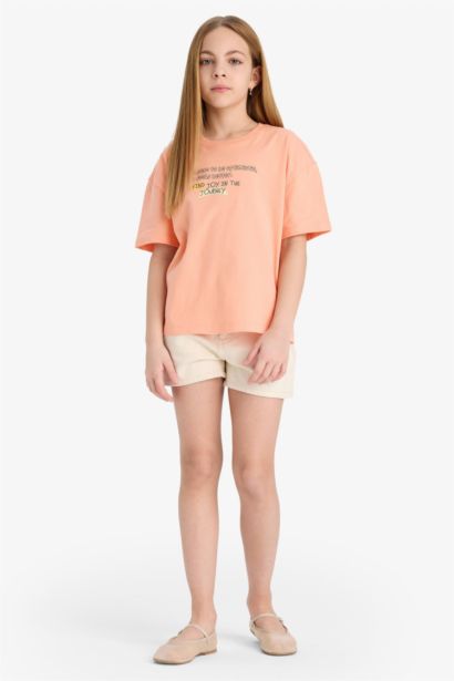 Girl Relax Fit Crew Neck Printed T-Shirt