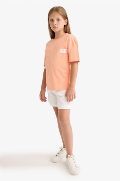 Girl Relax Fit Crew Neck Back Printed T-Shirt