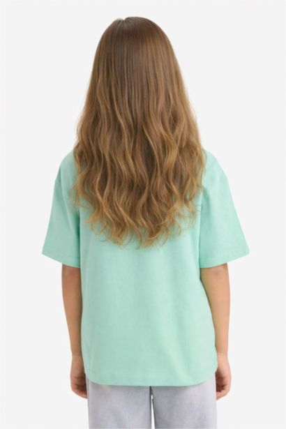 Girl Oversize Fit Crew Neck Printed Short Sleeve T-Shirt