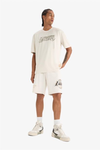 DeFactoFit NBA Los Angeles Lakers Oversize Fit Crew Neck Back Printed T-Shirt