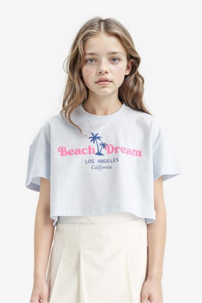 تيشيرت كروب بناتي مطبوع بياخة مستديرة