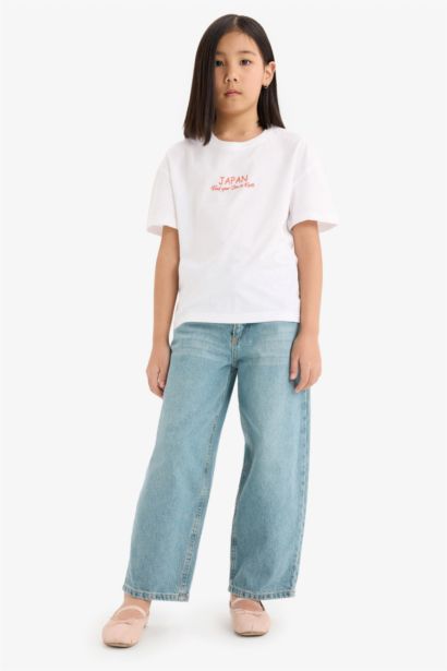 Girl Relax Fit Crew Neck Short Sleeve T-shirt