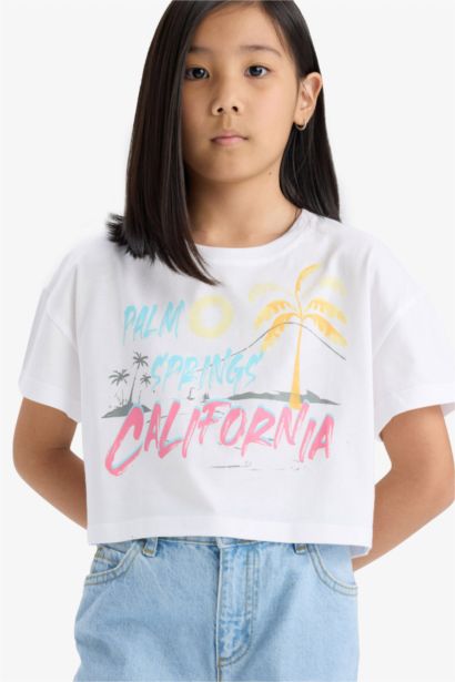 Girl Crew Neck Crop T-Shirt