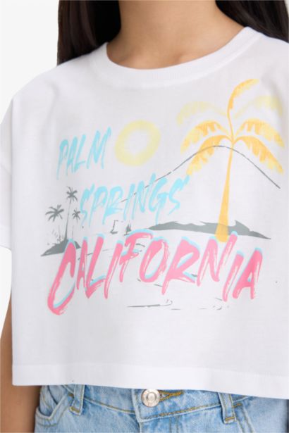 Girl Crew Neck Crop T-Shirt