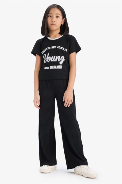 Girl Camisole T-Shirt Wide Leg Trousers 2 Piece Set