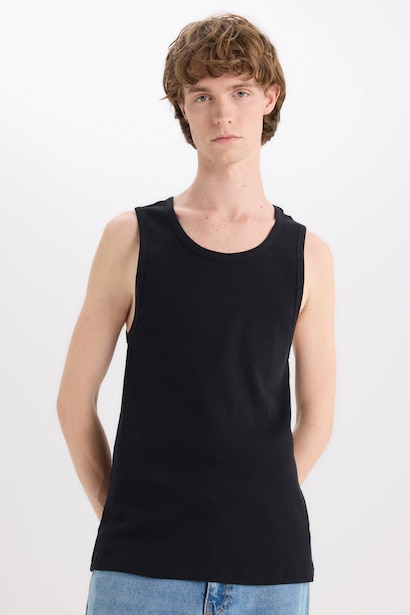 Slim Fit Ribana Crew Neck Sleeveless Tank Top